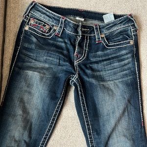 True religion skinny jeans sz 29 red and white stitching